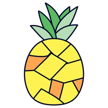 A vibrant mosaic artwork depicting a pineapple using colorful tiles