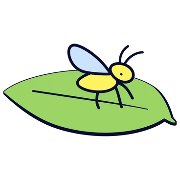 A single firefly is resting on a vibrant green leaf. The firefly has delicate translucent wings and its abdomen is glowing with a bright yellow-green light. The leaf has a smooth texture and is surrounded by a subtle gradient of darker green shades, enhancing the visibility of the firefly.