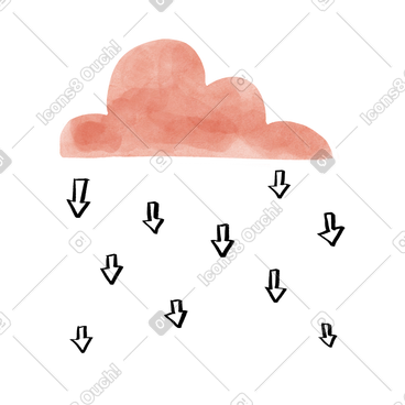 Cloud raining download arrows, Data transfer and digital storage animated illustration in GIF, Lottie (JSON), AE