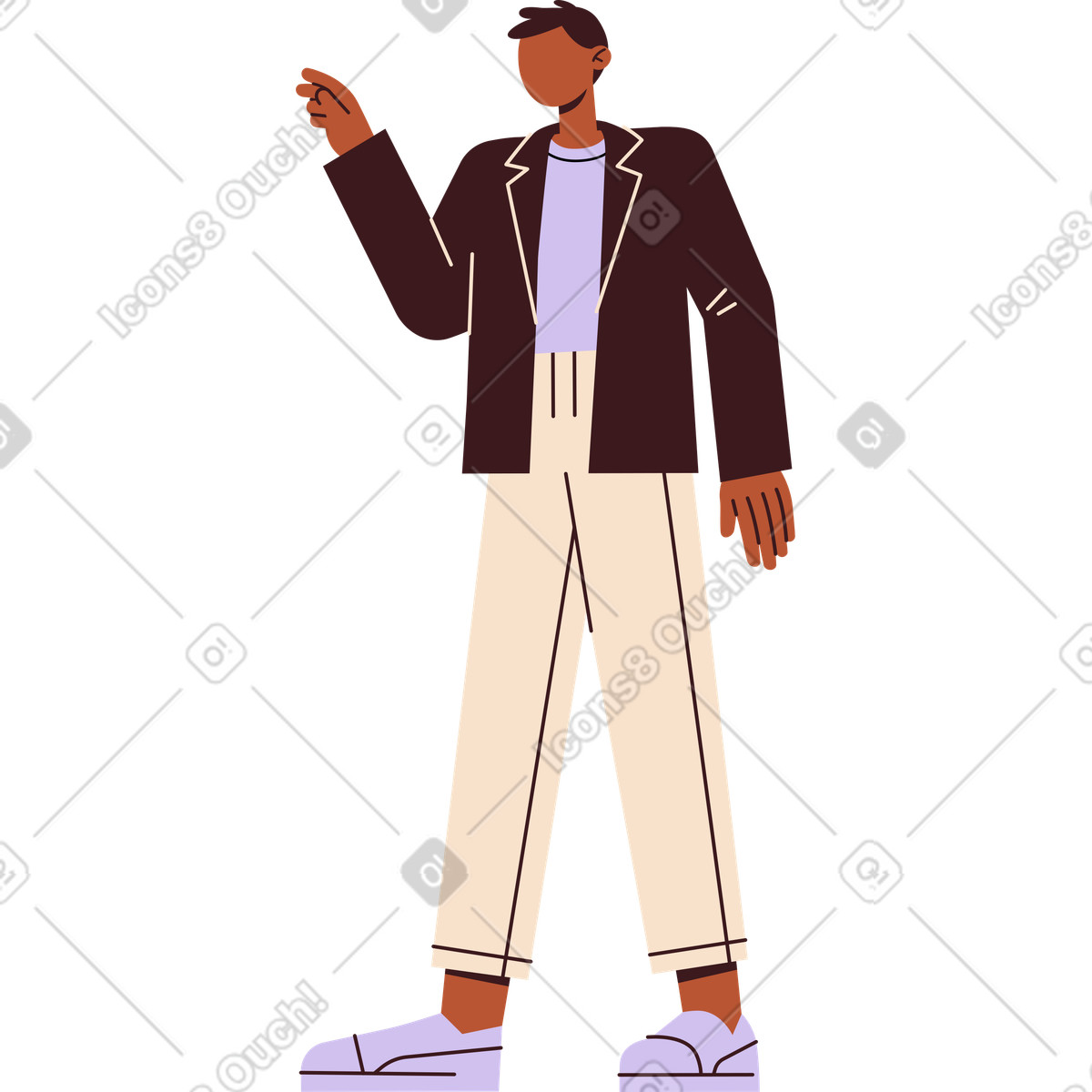 Mann im anzug hob die hand-Illustration Folks-Stil als Download in PNG, SVG