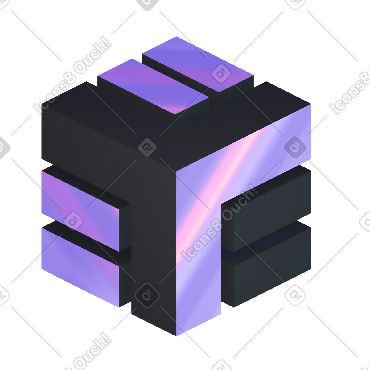 Illustration animée Isometric abstract block structure, creative branding and logo design dans le style 3D Illusion à télécharger aux formats GIF, Lottie (JSON), AE
