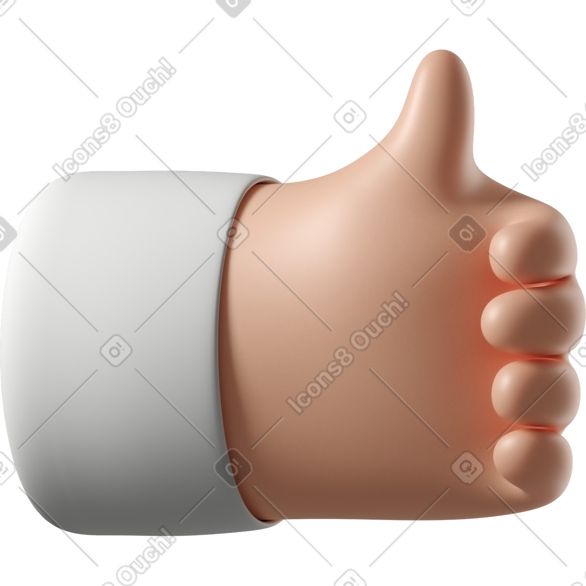 White skin hand giving a like illustration in 3D Hands Fun&Wild style download in PNG, SVG