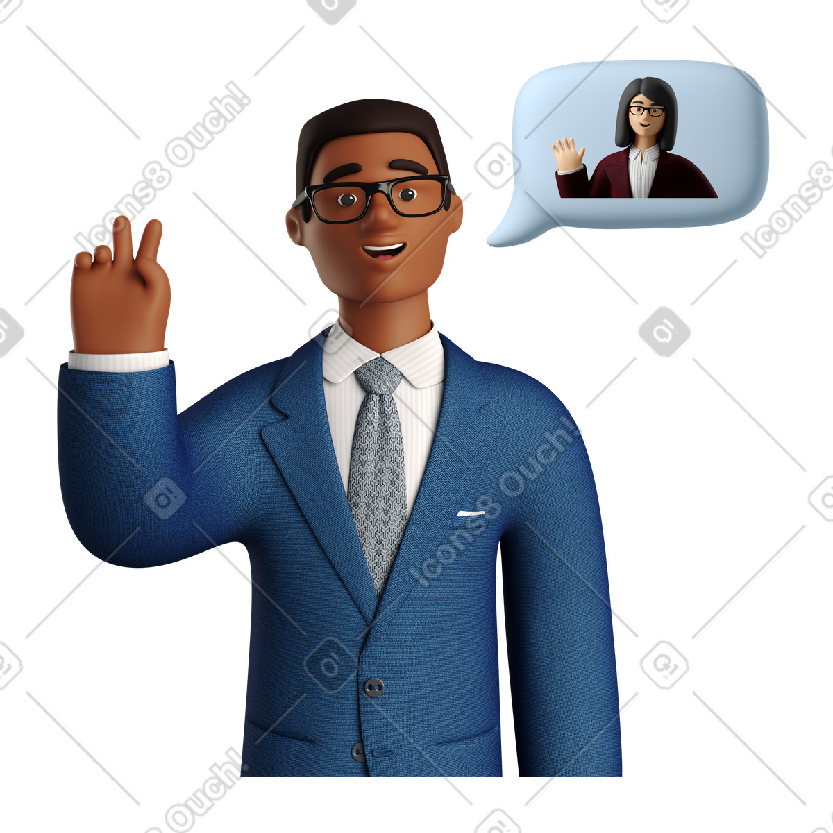 Ilustração de Empresário cumprimentando um parceiro na reunião em no estilo 3D Business para baixar em PNG, SVG