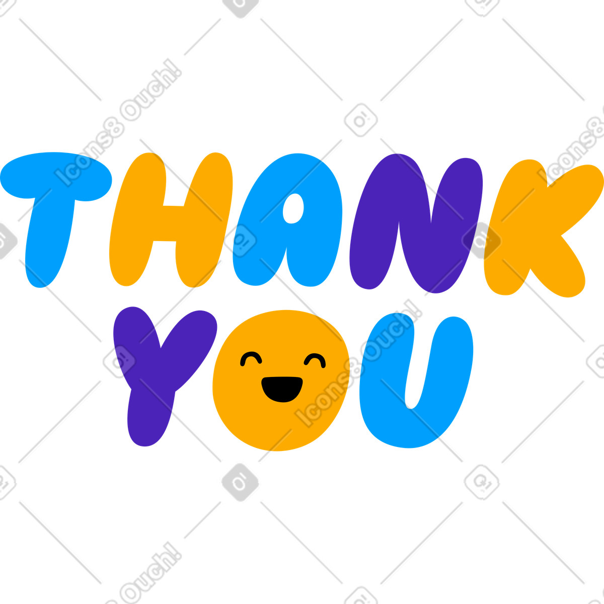 Scritta adesiva gonfia multicolor testo di ringraziamento illustrazione animata in stile Lettering scaricabile in GIF, Lottie (JSON), AE