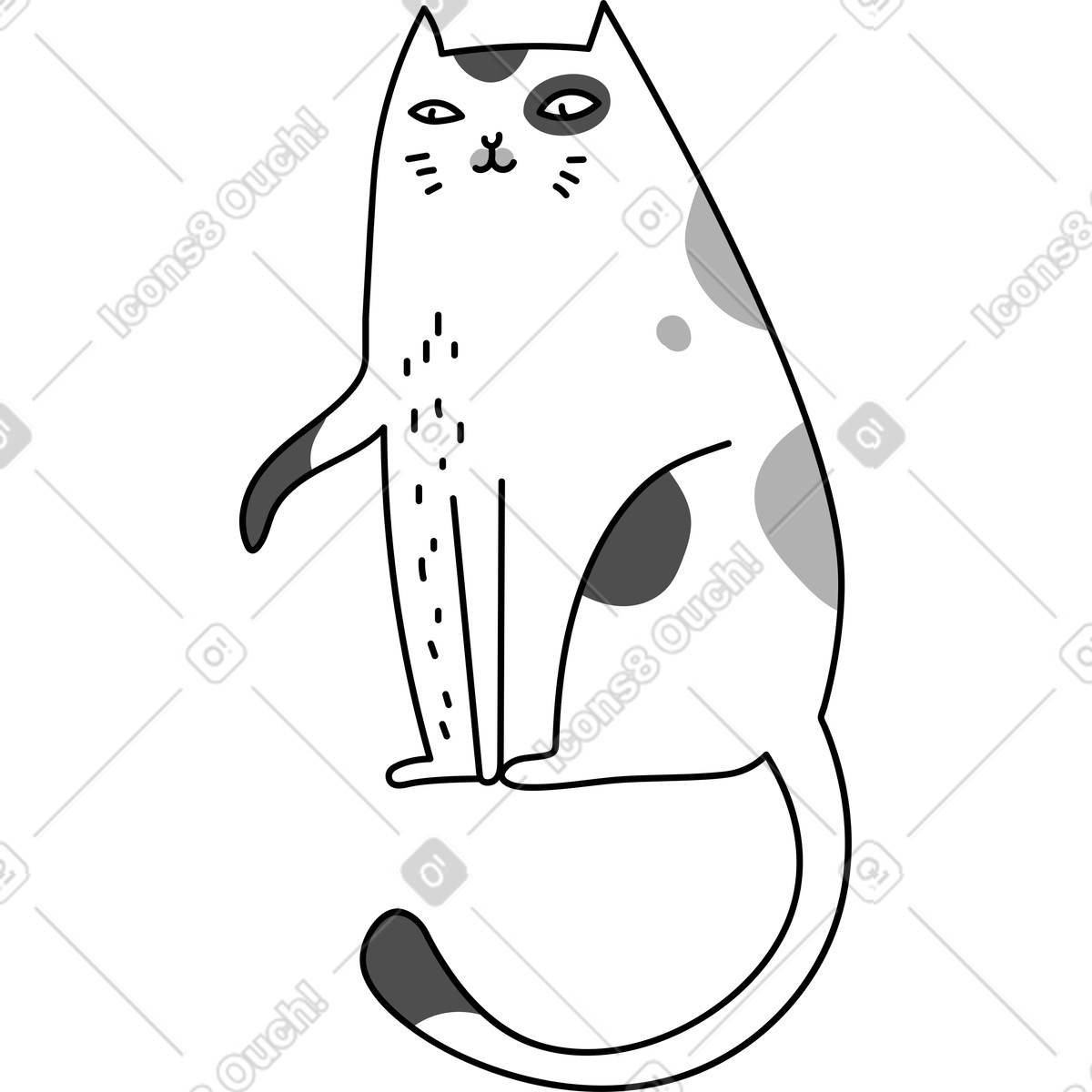 Purr 스타일의 앉아있는 고양이 일러스트레이션 PNG, SVG 다운로드