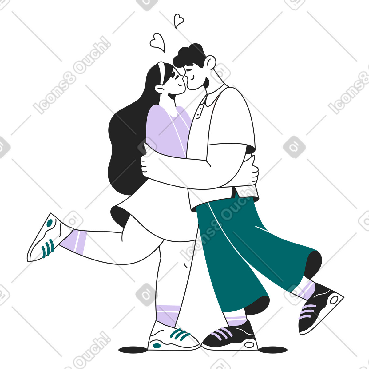 Couple hugging closely illustration romantic relationship clipart available in PNG SVG