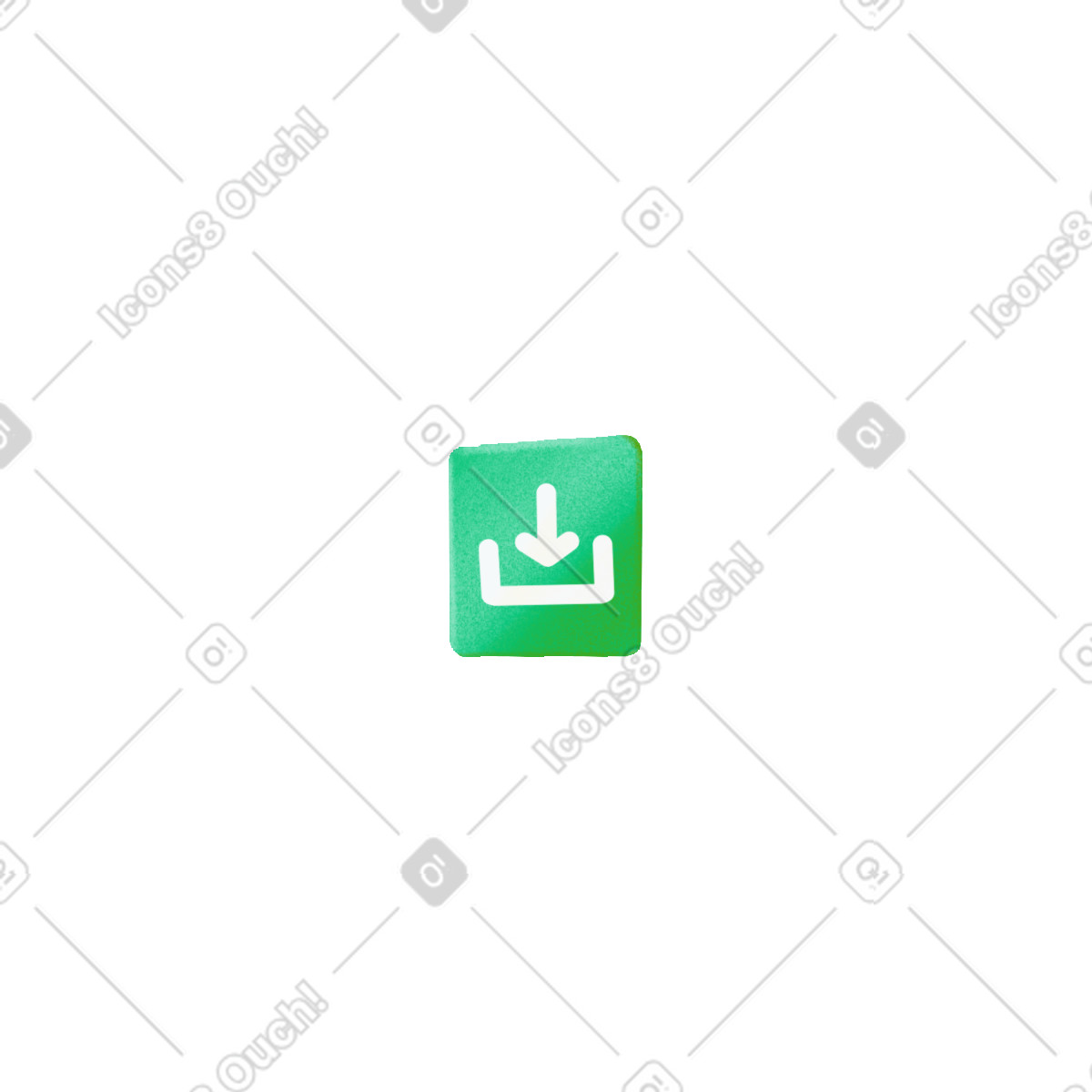 Square button with download icon illustration in PNG, SVG