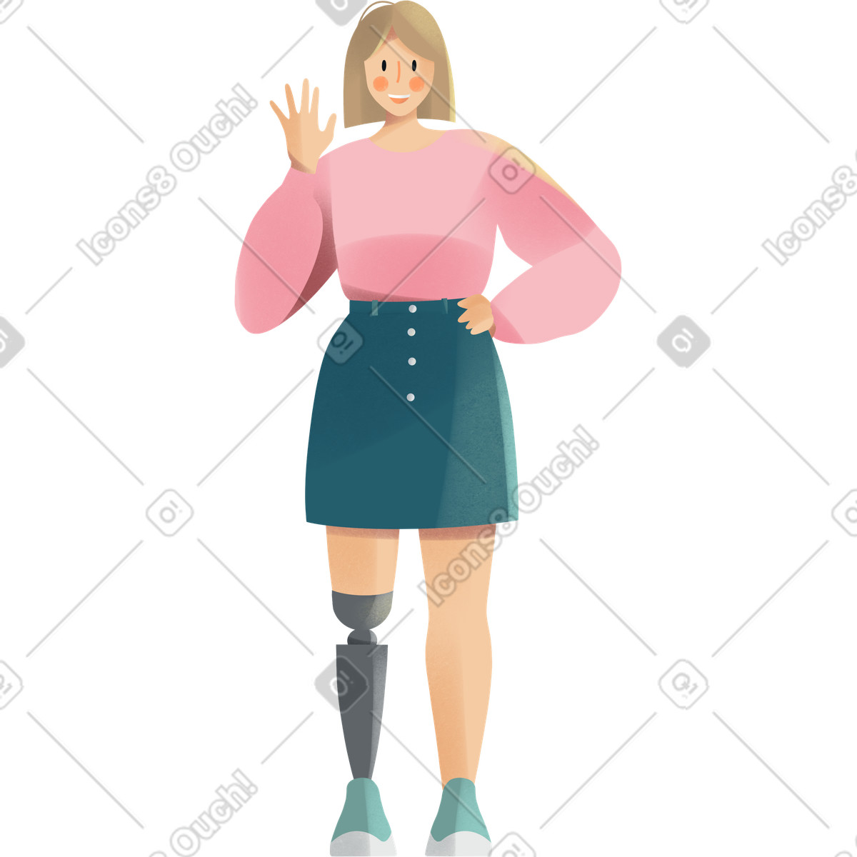 Ilustração de Young woman with leg prosthetic em no estilo Shine para baixar em PNG, SVG