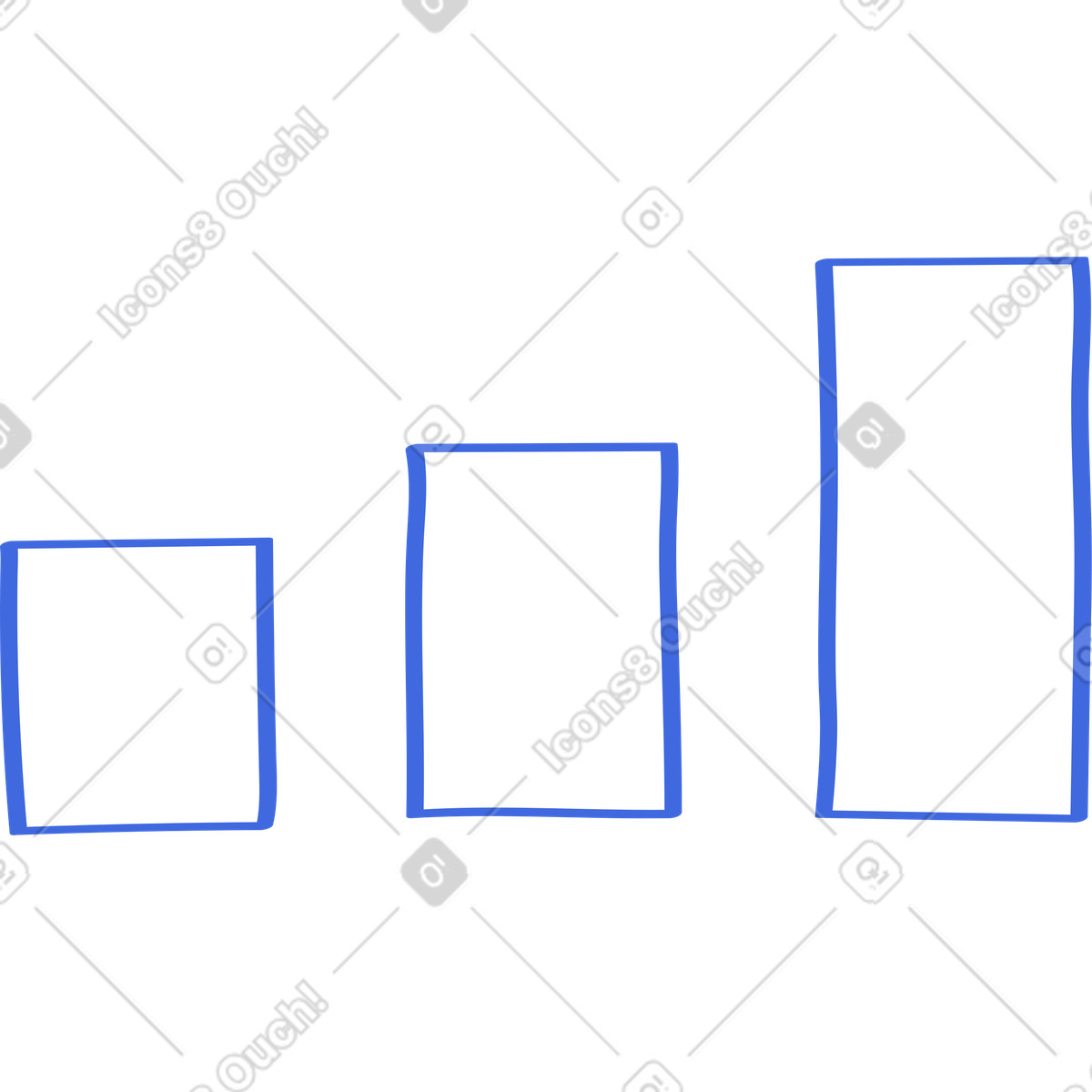 Иллюстрация Bar chart with three increasing columns showing simple growth trend в стиле Ballpoint Pen — скачать в форматах PNG, SVG