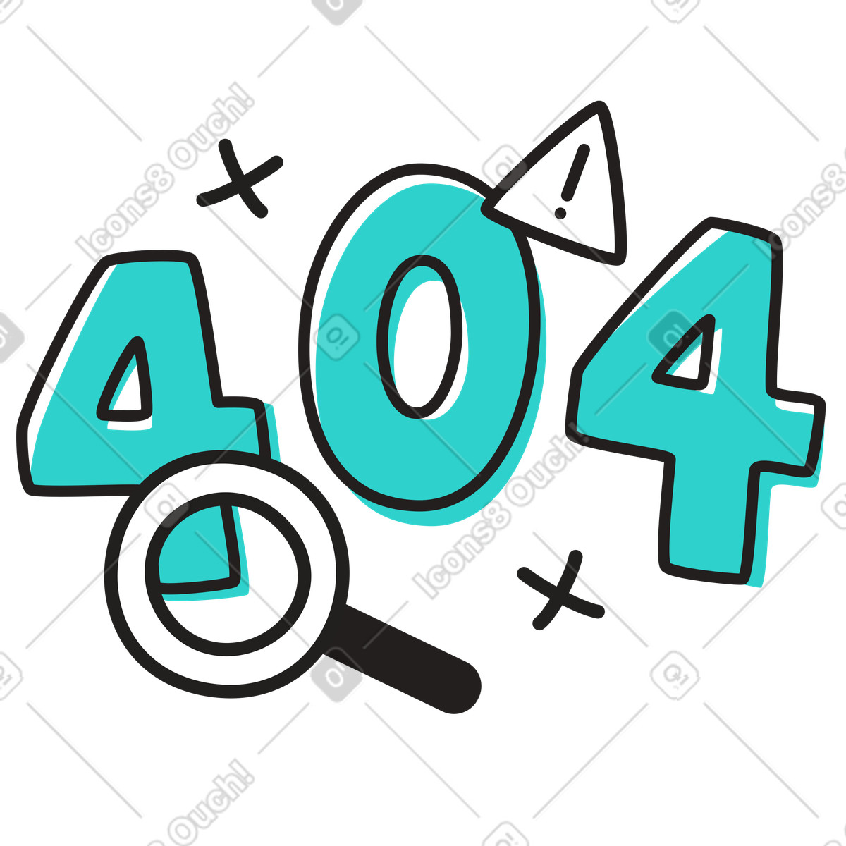 Ilustración Error 404 página no encontrada en estilo Little a descargar en PNG y SVG