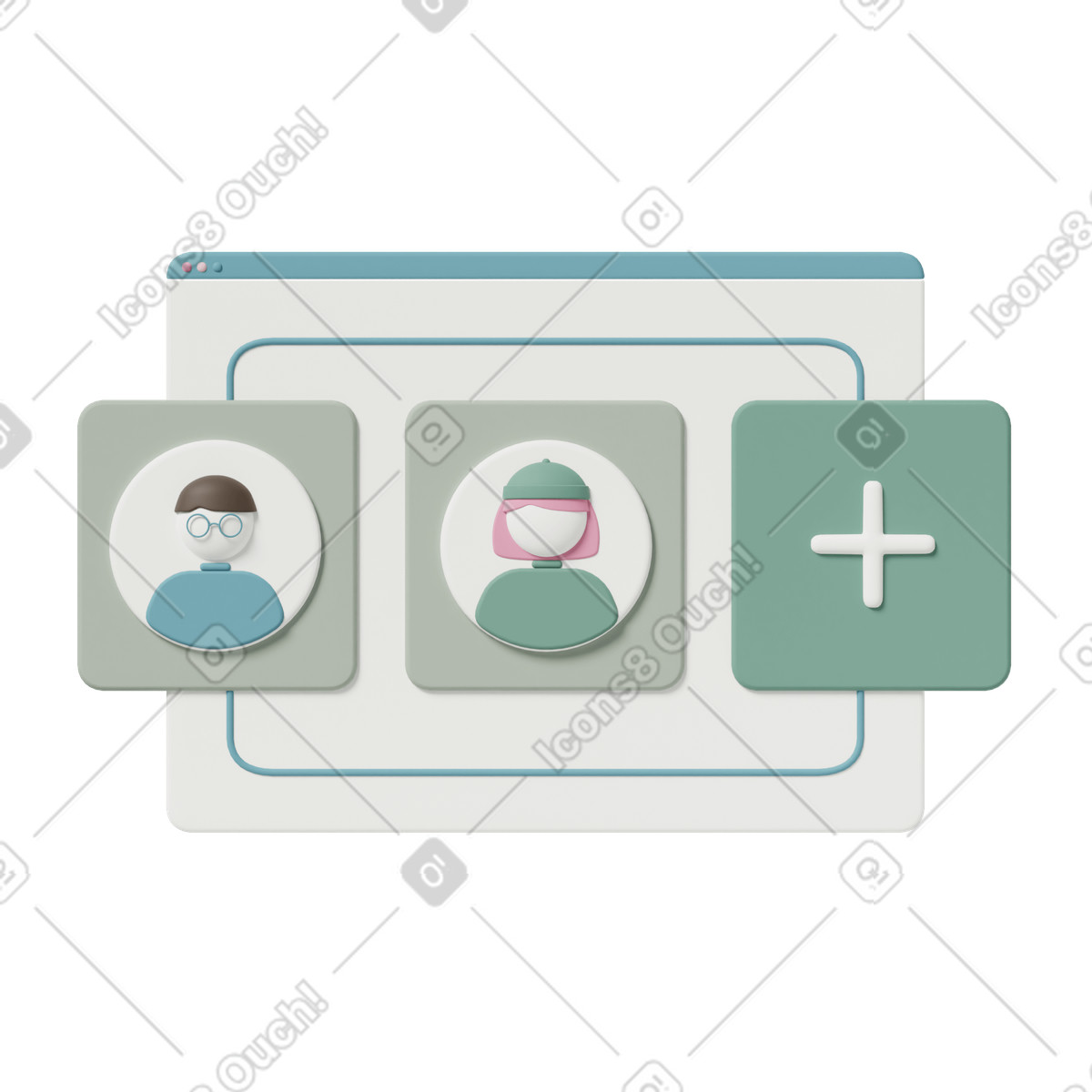 Adding new user window-Illustration im 3D Casual life-Stil als Download in PNG, SVG