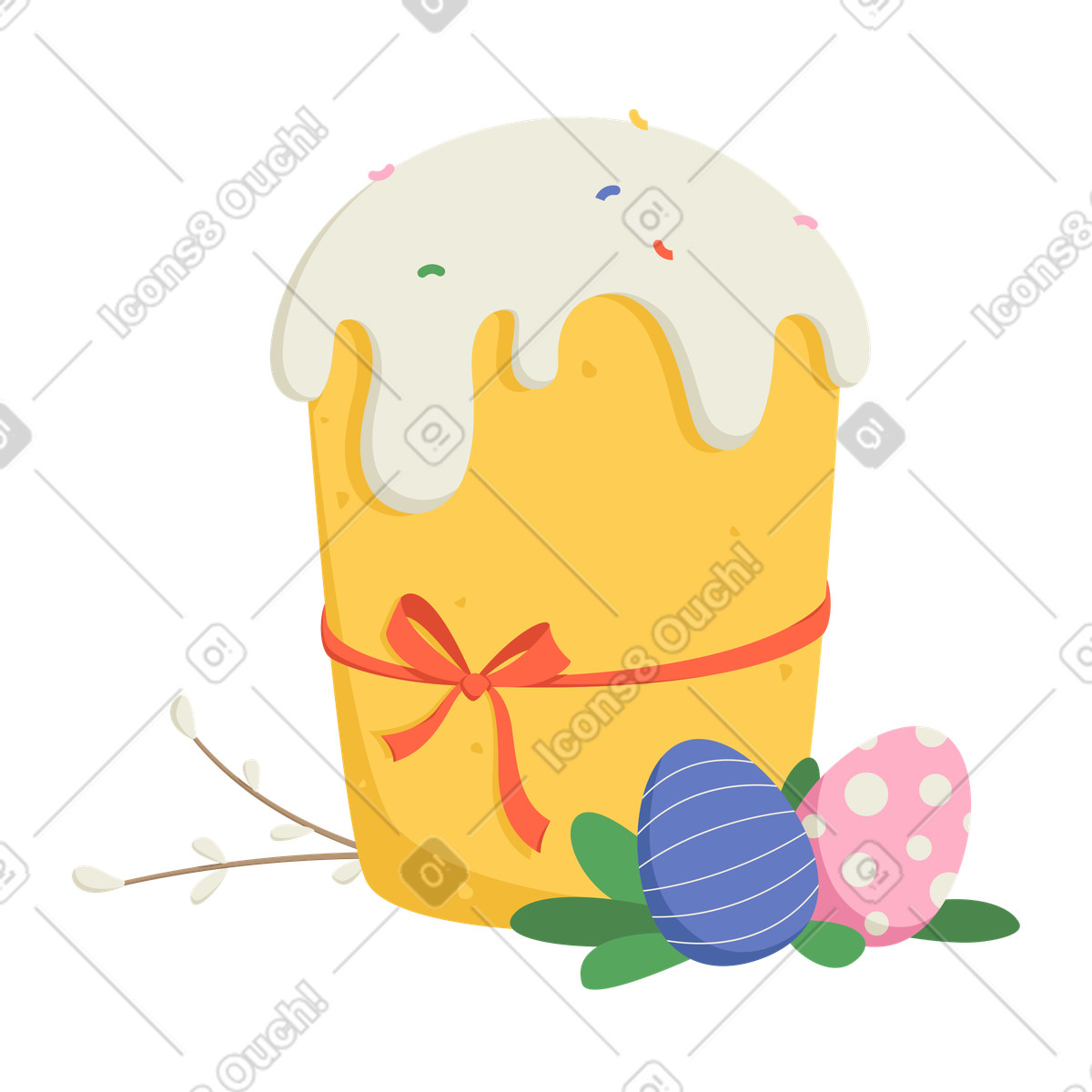 Pane dolce e uova di pasqua illustrazione in stile Social scarica in PNG, SVG