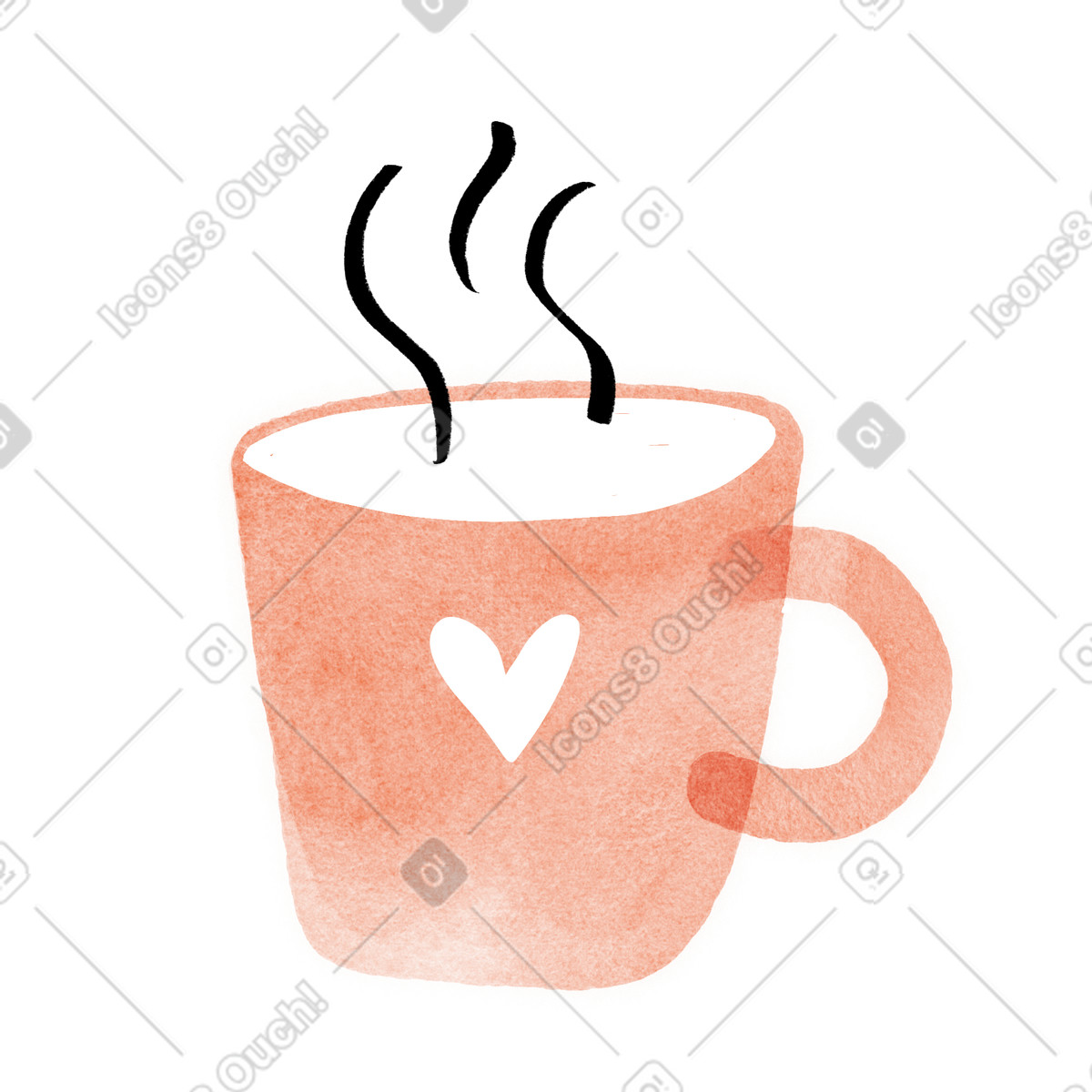 Hand-drawn animation 스타일의 Coffee mug with heart symbol for cozy morning caffeine break 일러스트레이션 PNG, SVG 다운로드