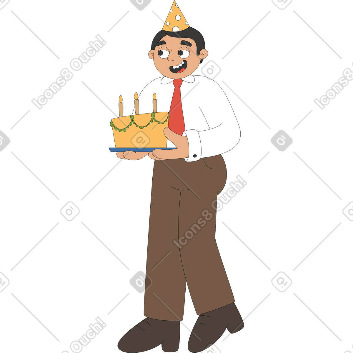 Boss with cake illustration in Sitcom style download in PNG, SVG
