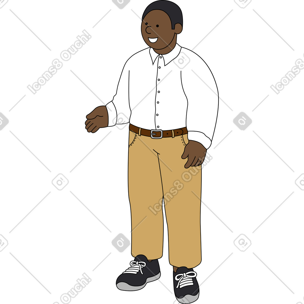 Ilustración Hombre con la mano extendida en estilo Kindy a descargar en PNG y SVG