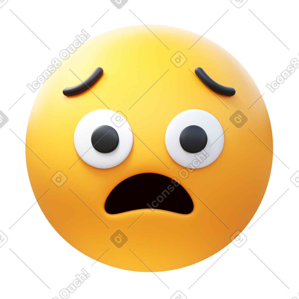 Anguished face illustration in 3D Fluency style download in PNG, SVG