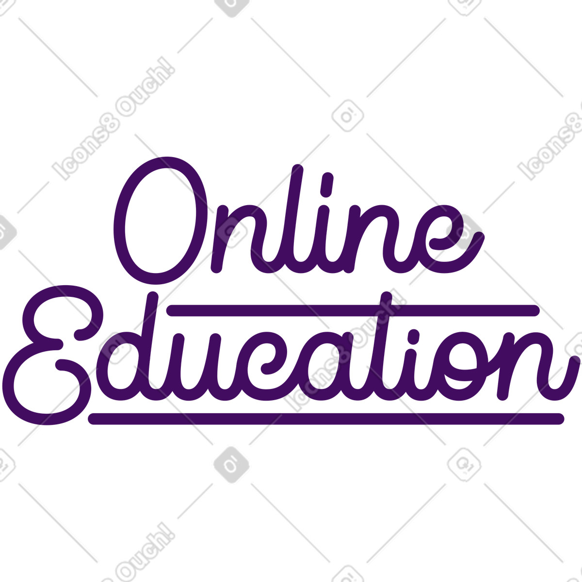 Lettering online education text illustration in Simplistic style download in PNG, SVG