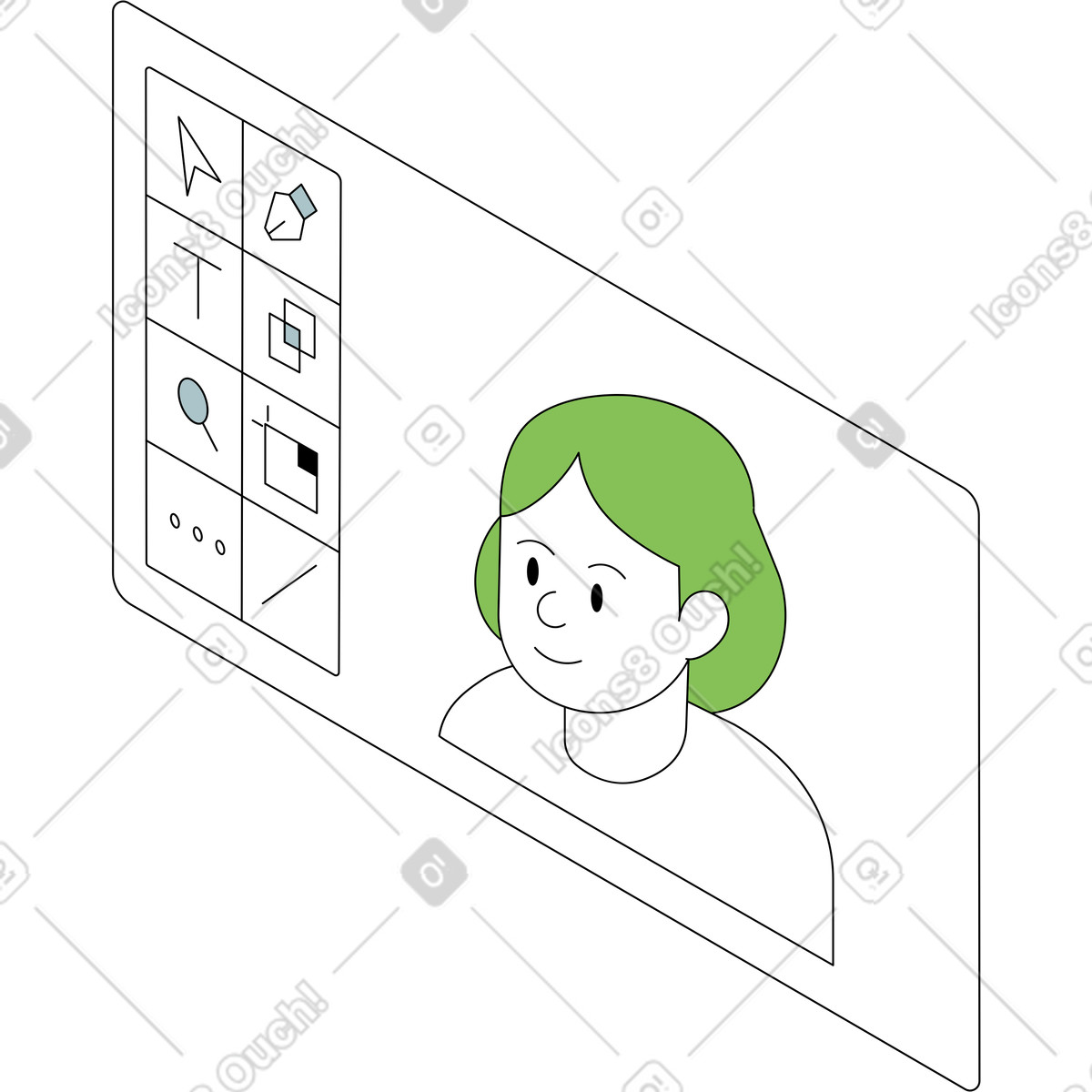 Graphical editor interface illustration in Isometric style download in PNG, SVG