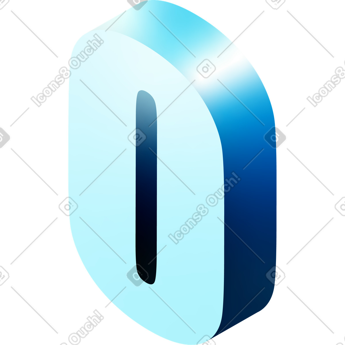 Isometric o letter illustration in PNG, SVG