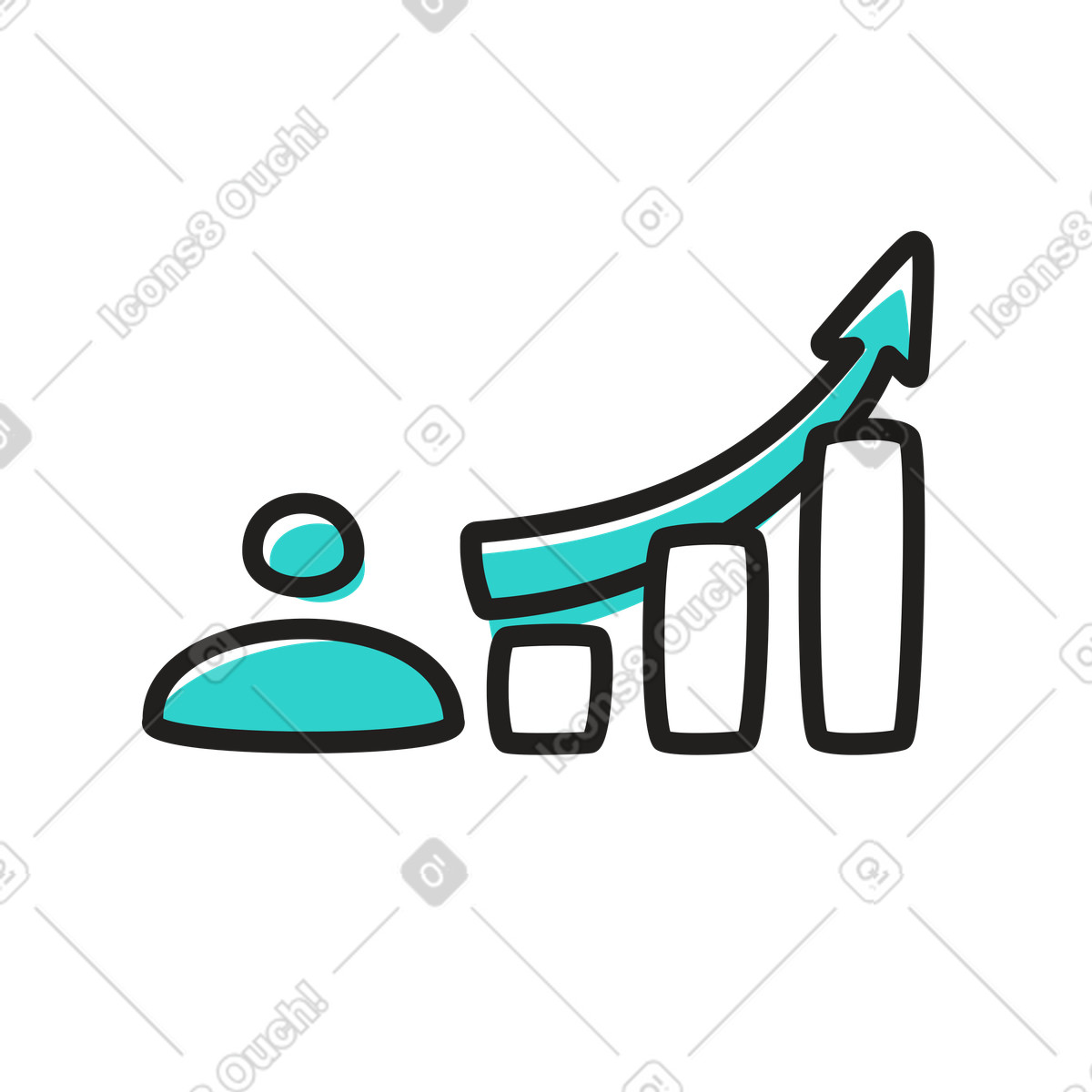 Kpi perfomance chart with user icon illustration in Little style download in PNG, SVG