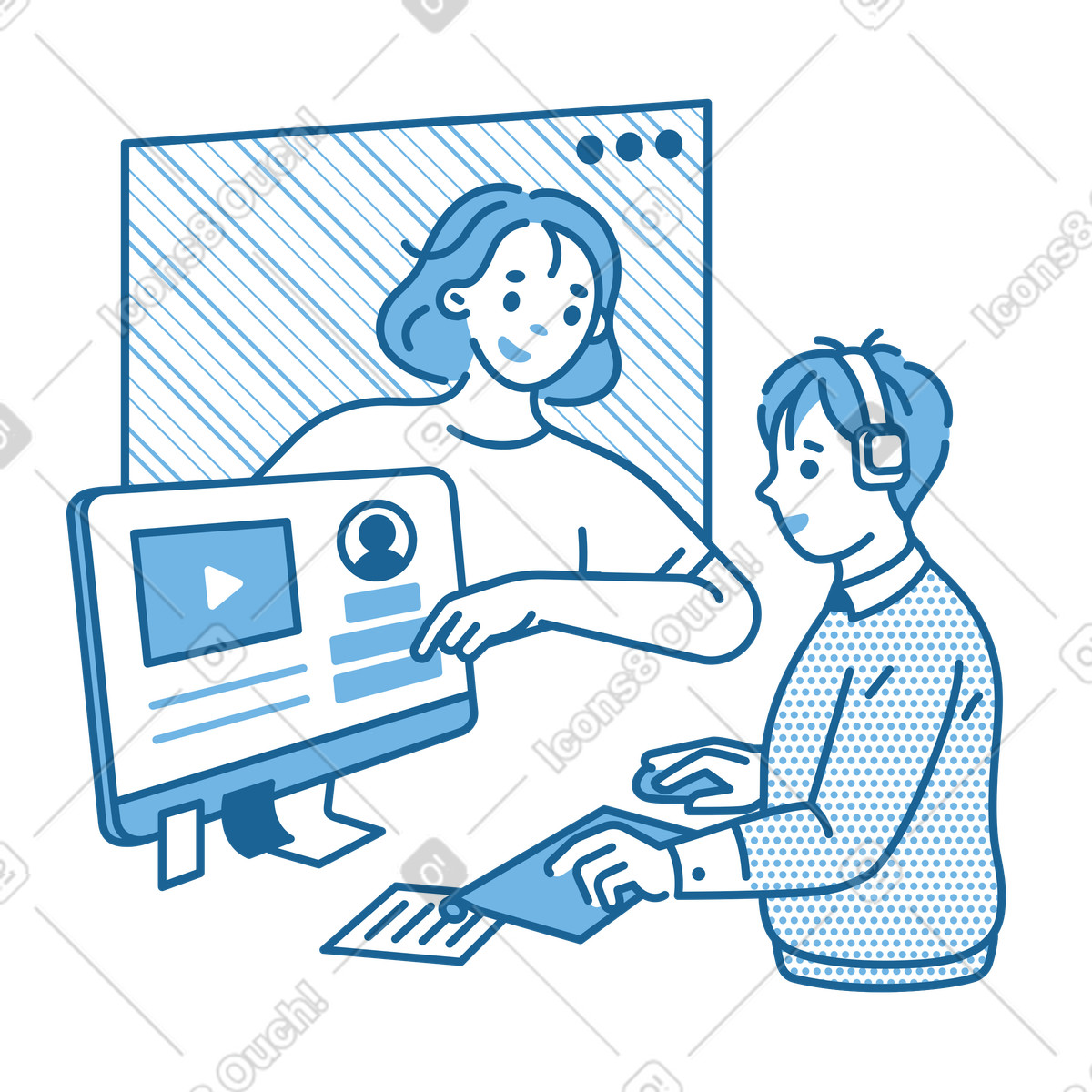 Illustration Formation des employés en ligne dans le style Natty à télécharger aux formats PNG, SVG