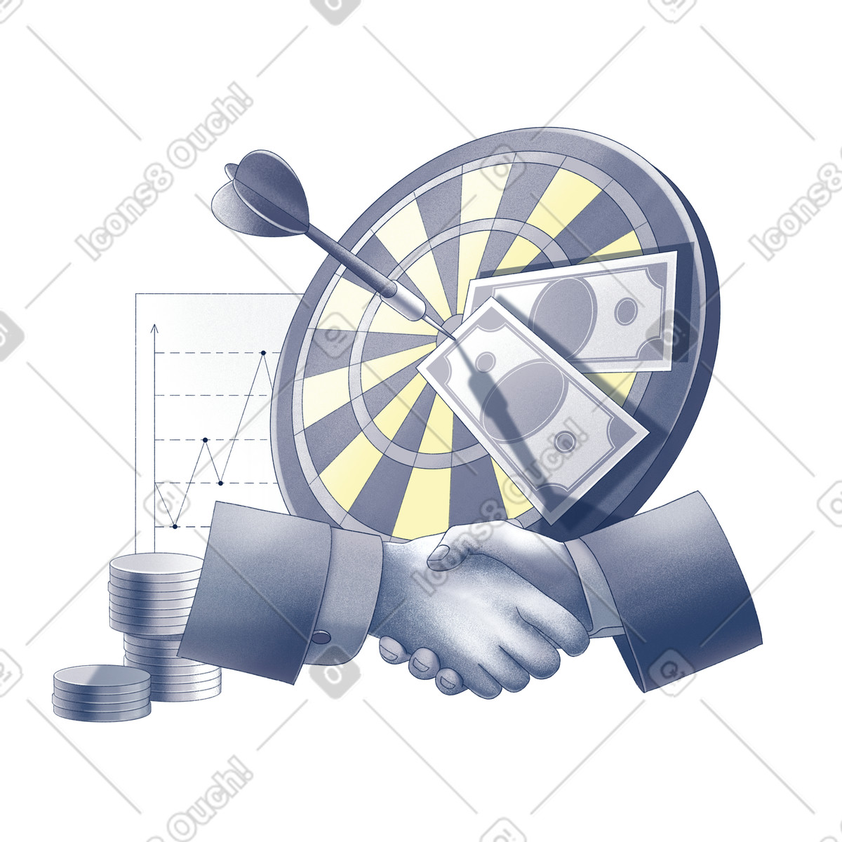 Business men shaking hands after a successful deal illustration in Haze style download in PNG, SVG