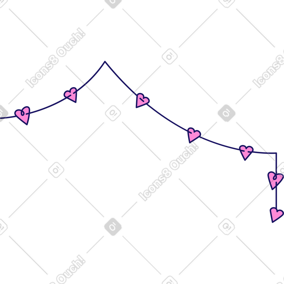 Illustration Guirlande de coeurs dans le style Matey à télécharger aux formats PNG, SVG