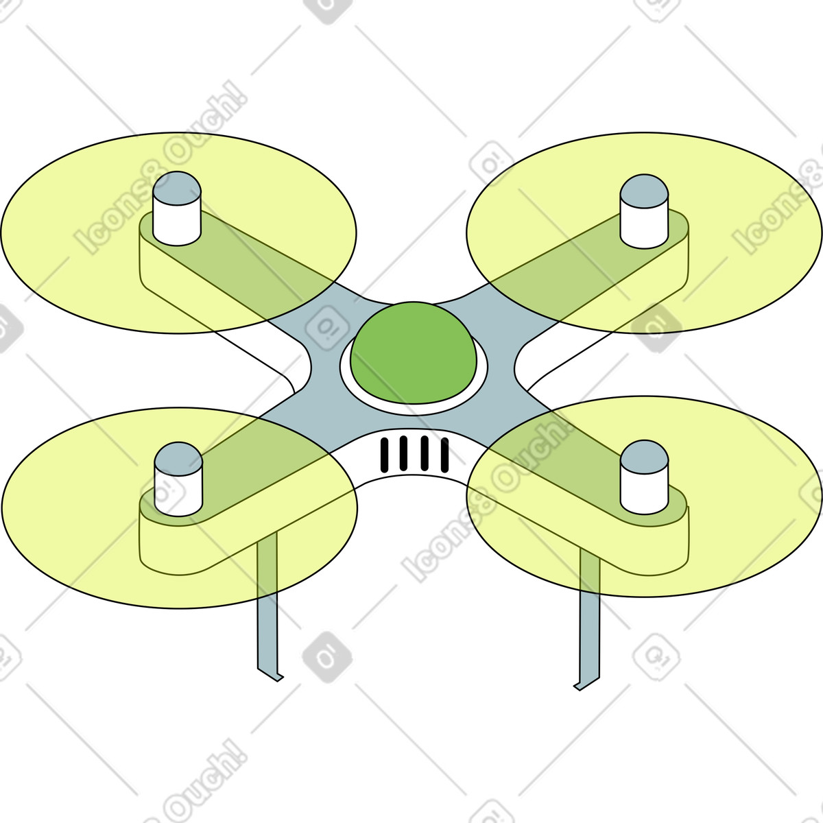 Isometric スタイルの ドローン のイラストをPNG、SVG形式でダウンロード