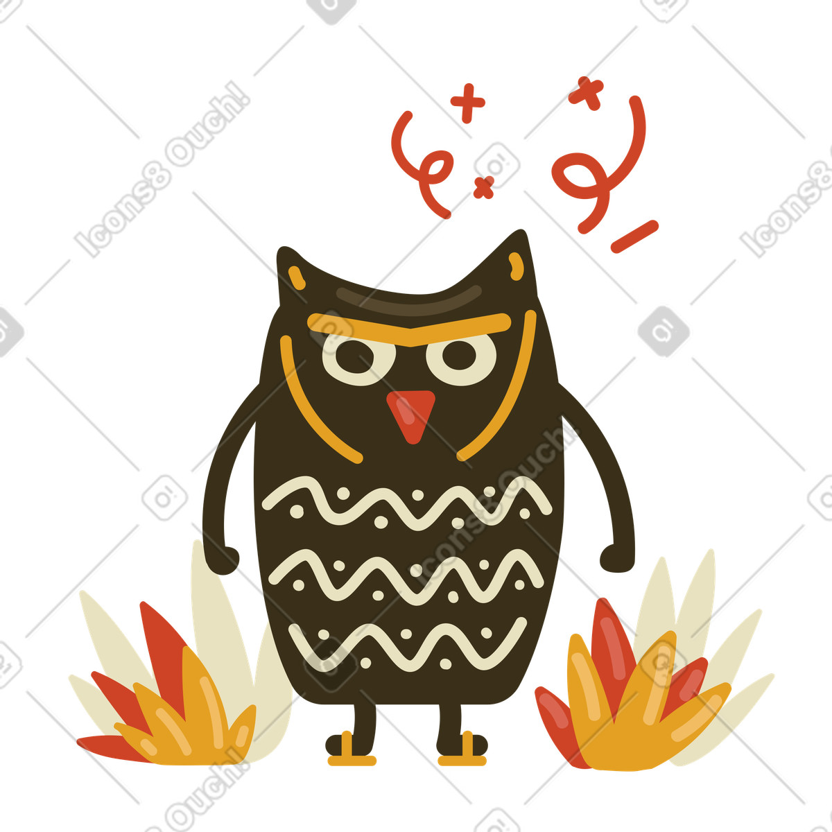 Angry owl illustration in PNG, SVG