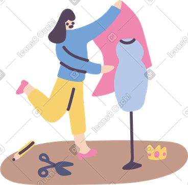Fashion designer creating a new piece PNG, SVG