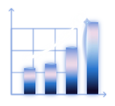 A bar graph with an upward trend - Dimension style illustration