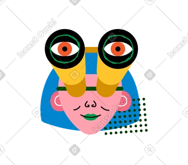 Woman searching with binoculars PNG, SVG
