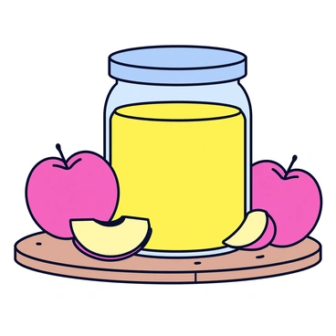 A clear glass jar filled with golden homemade peach jam. The jar has a metal lid that is slightly ajar, revealing the smooth, glossy texture of the jam inside. Surrounding the jar is a scattering of fresh peach slices and a couple of whole peaches, their vibrant colors contrasting with the jam. The background consists of a weathered wooden surface, adding a rustic charm to the scene.