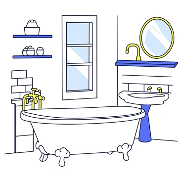 An old-fashioned bathroom with a cast iron tub and vintage fixtures