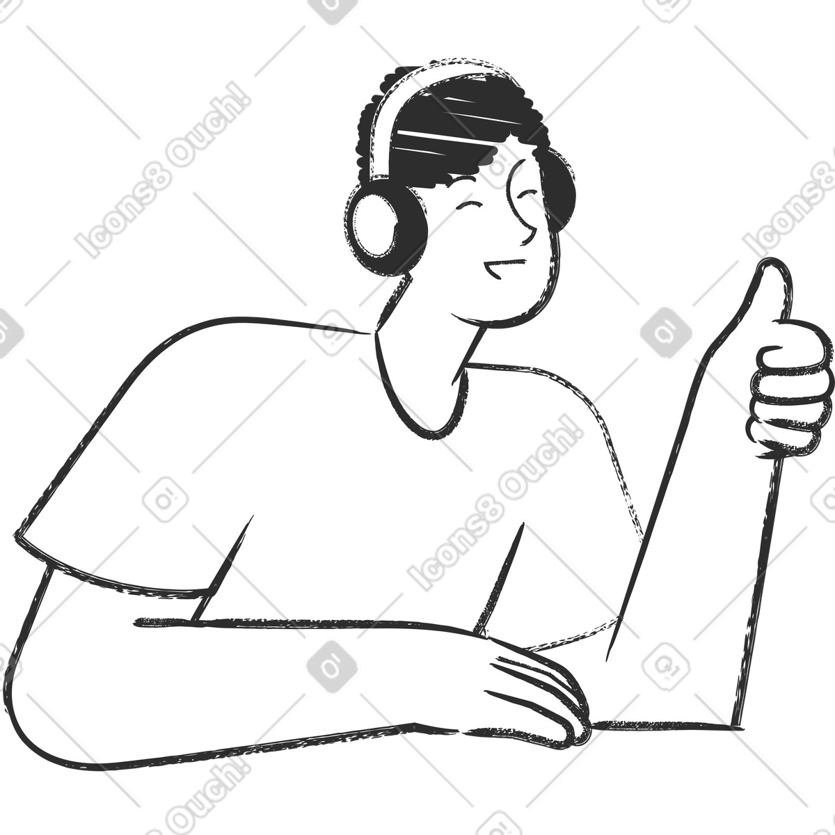 Mann mit kopfhörern-Illustration im Graphite-Stil als Download in PNG, SVG