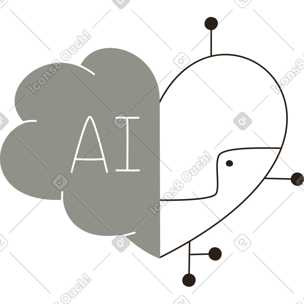 Ai herz-Illustration im Plain-Stil als Download in PNG, SVG