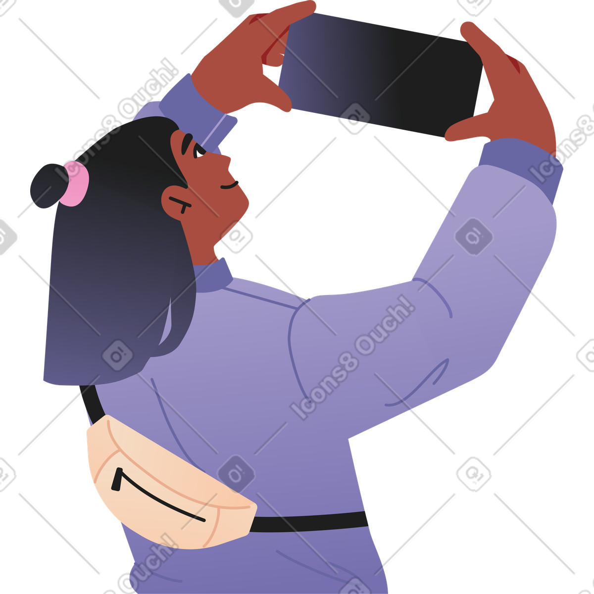 Junge frau macht ein foto mit ihrem handy-Illustration im Coworking-Stil als Download in PNG, SVG
