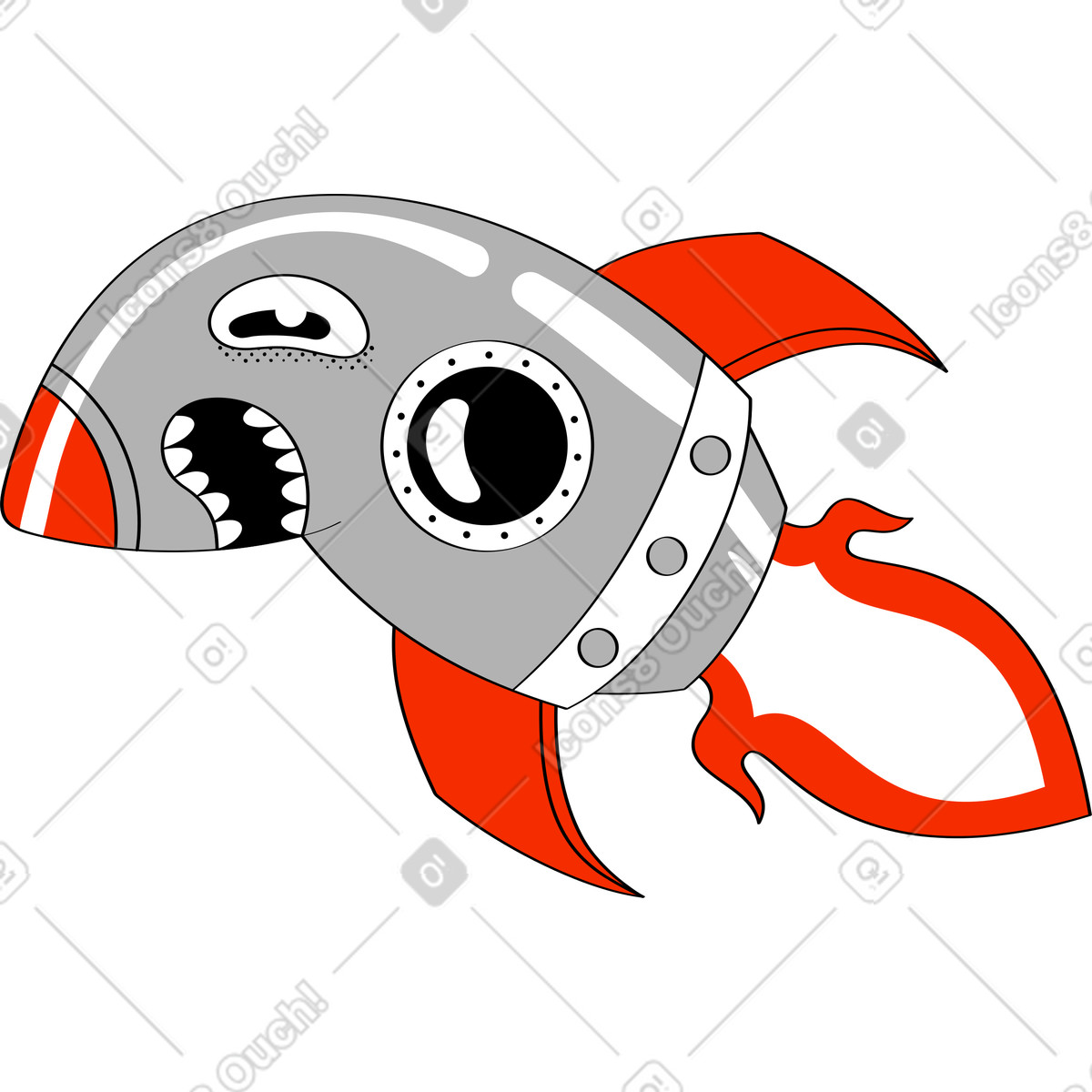 Razzo illustrazione in stile Looney scarica in PNG, SVG