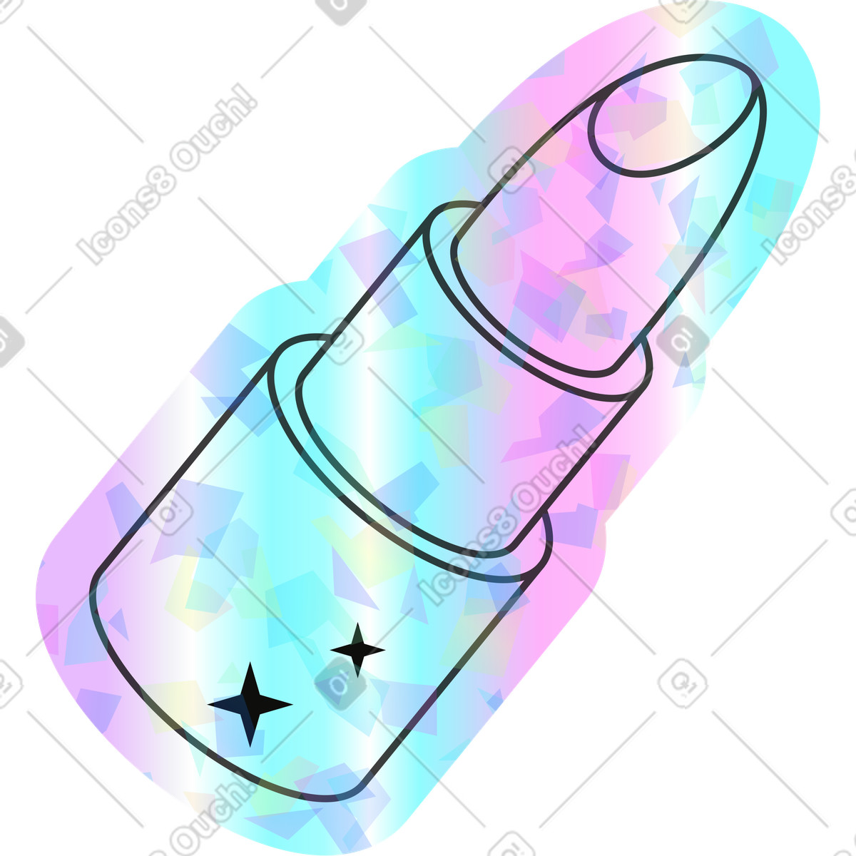 Holostickers 스타일의 립스틱 일러스트레이션 PNG, SVG 다운로드