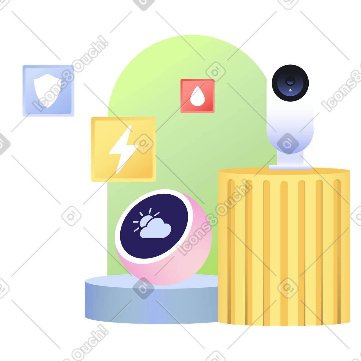 Smart-home-geräte und -technologie-Illustration im Levels-Stil als Download in PNG, SVG