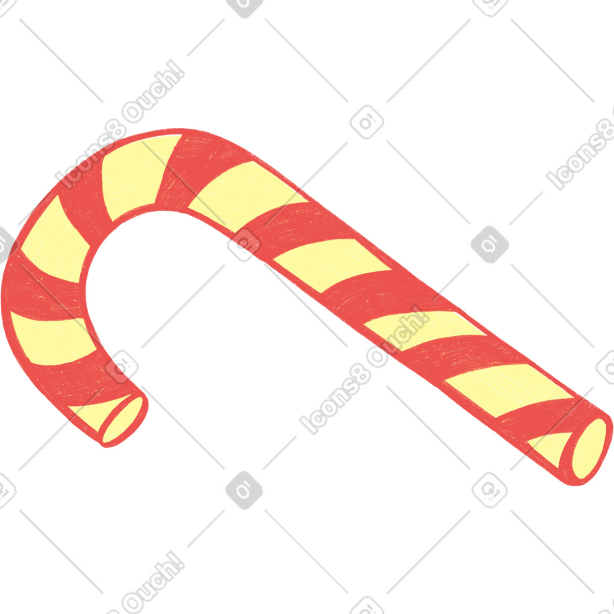 Christmas candy cane illustration in Biro style download in PNG, SVG