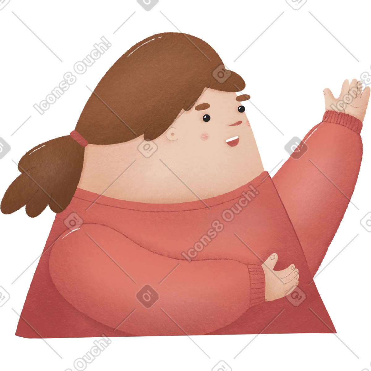 Illustration Girl welcomes dans le style Woolly à télécharger aux formats PNG, SVG