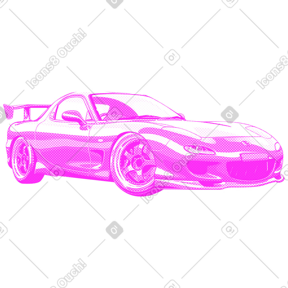 Mazda rx- front view illustration in Halftone style download in PNG, SVG