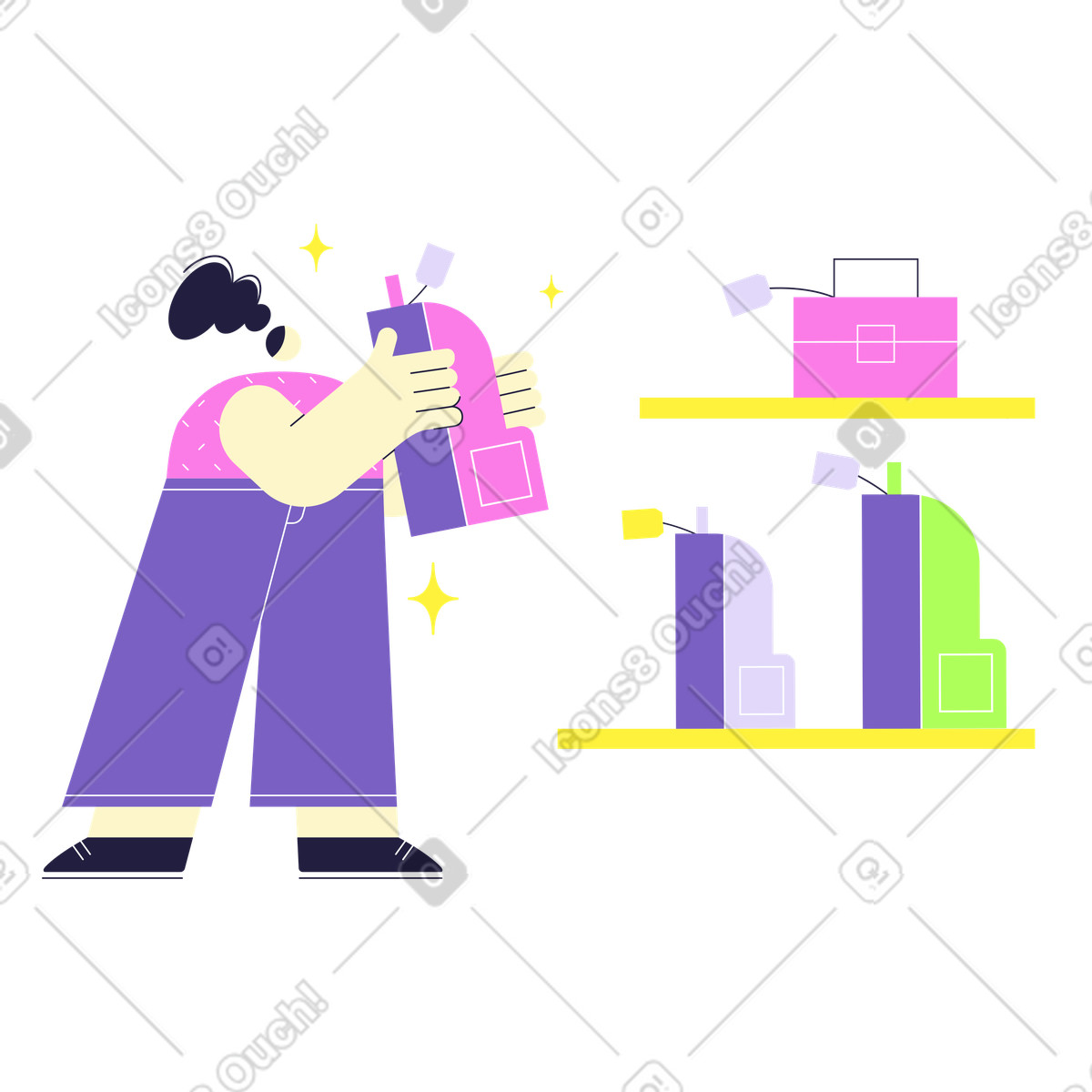 Fare la spesa prima della scuola illustrazione in stile Mellow scarica in PNG, SVG
