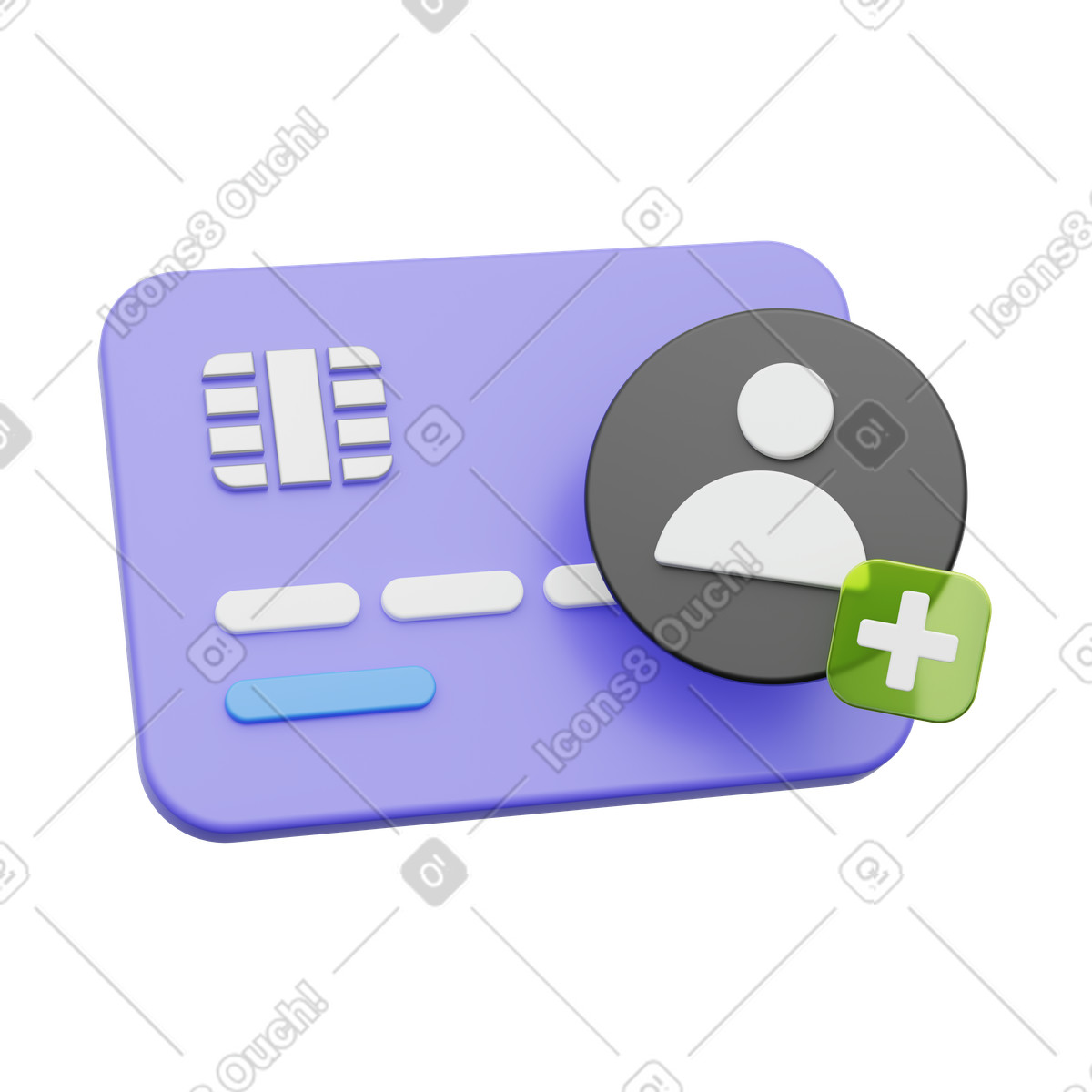 Credit card with user icon, Account signup, Online banking, New customer illustration in PNG, SVG