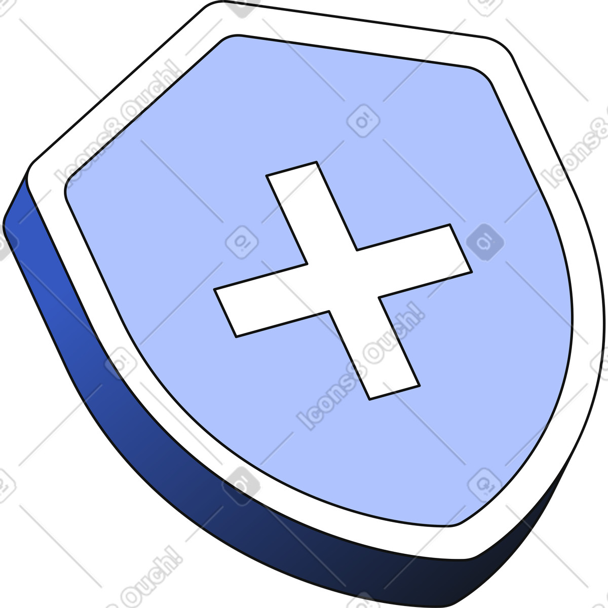 Shield with a cross illustration in Techny style download in PNG, SVG