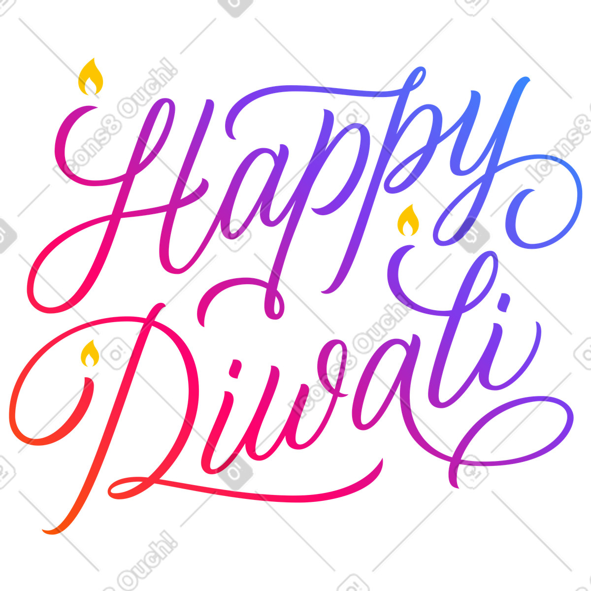 Gradiente lettering felice diwali con testo di candele illustrazione in stile scarica in PNG, SVG