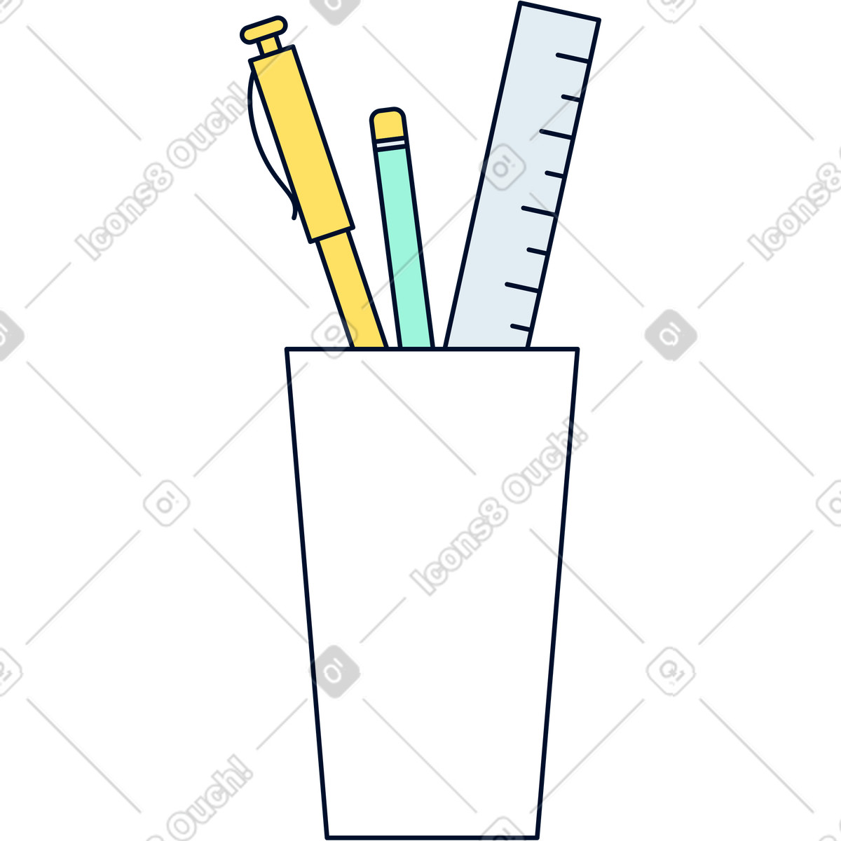 Ilustración Portalápiz en estilo Teal a descargar en PNG y SVG