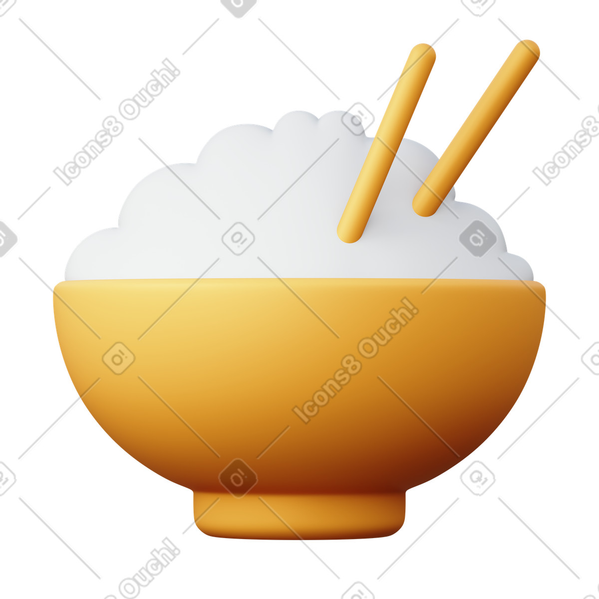 Rice bowl illustration in 3D Sugary style download in PNG, SVG