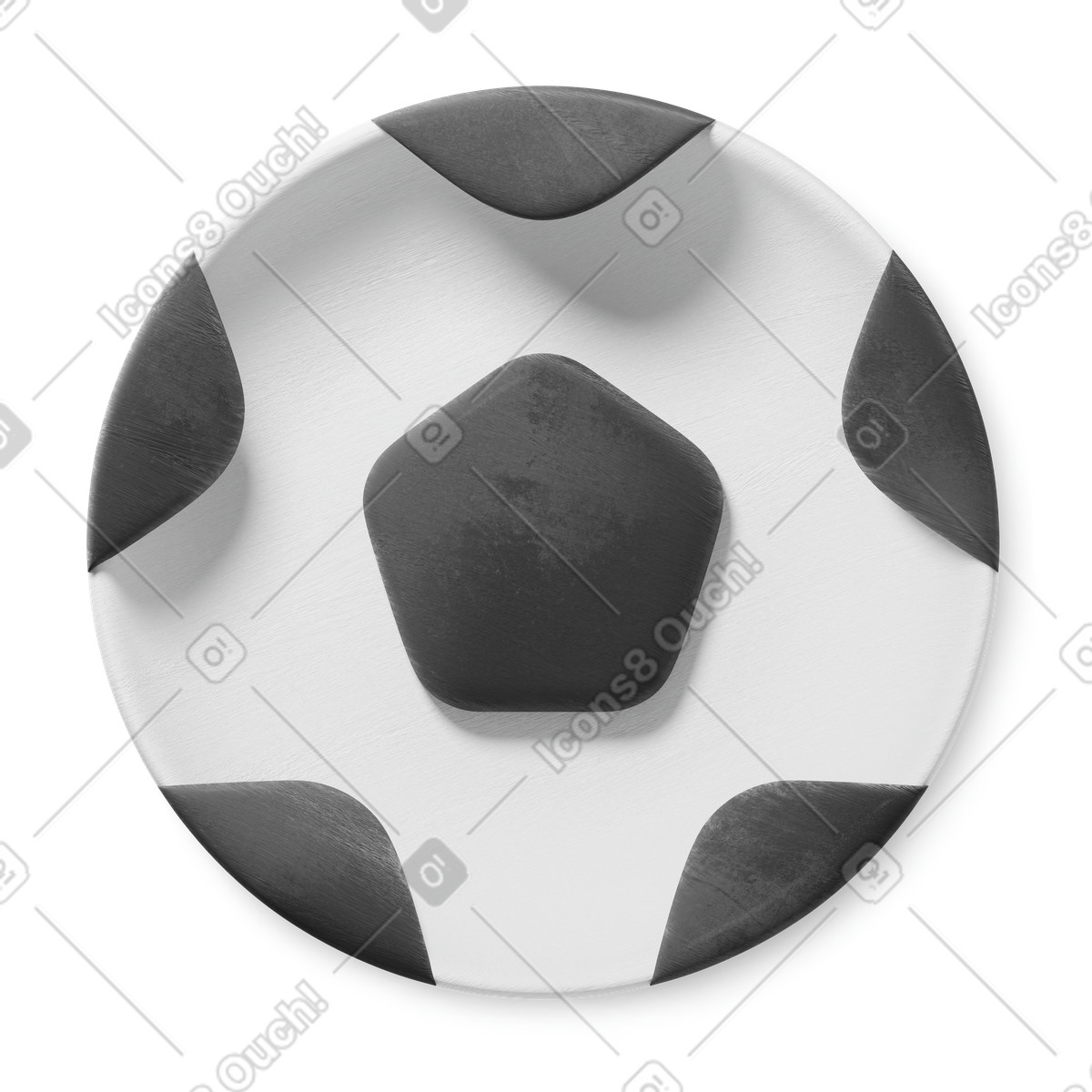 Soccer ball minimal black pentagons simple sports equipment icon illustrazione in stile 3D Microsoft Fluent illustration scarica in PNG, SVG